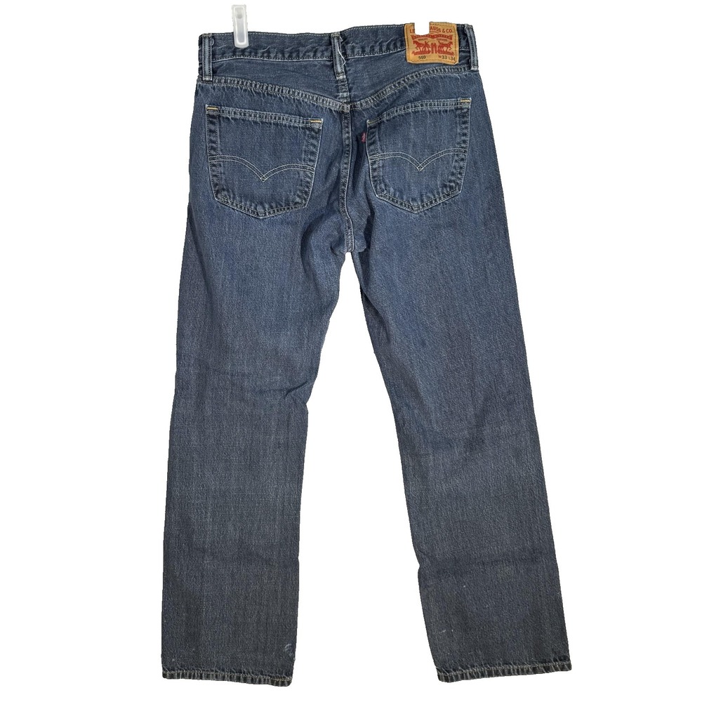 Levis 559 Jeans Mens 33x34 Blue Relaxed Straight Denim Medium Wash Paint - Picture 2 of 12